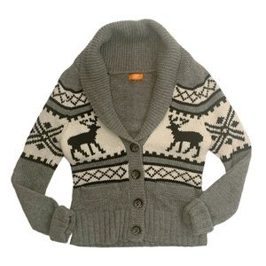 Joe Fresh Reindeer Cable Knit Cardigan Sweater